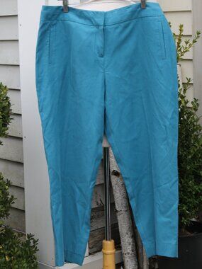 Pendelton Plus Size Petite Blue Silk Cotton Blend Straight Ankle Pants Sz 16P